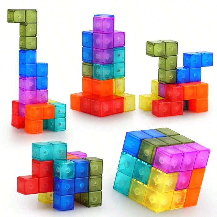 Bộ 7 khối xếp hình nam châm 3D cho trẻ em, đồ chơi nam châm giúp phát triển trí thông minh. - Nhiều màu - Xem 1