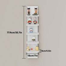 Adjustable Wall-Mounted Display Rack, 5-Tier Design, Modern Home Decor Storage Shelf For Bathroom, Bedroom, Living Room, Office - Suitable For Cosmetics, Figurines, Dolls, Statues And Toys, Combines Aesthetics And Functionality! - Black and White - View 10