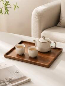 DearDali 1pc 16-Inch Rosewood Tray, Japanese Walnut-Color Square Tea Tray With Handle, Waterproof And Scratch-Resistant Dining Tray, Minimalist Ins Style, Rectangular Tray With Edging And Anti-Slip Design, Supportive Storage For Home Tea Break/Afternoon Tea Serving/Desktop Organization - View 2