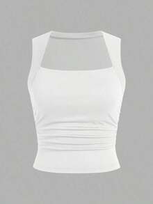 paquete de 3 Tops de tirantes para mujeres con cuello cuadrado acolchado, sin sujetador, ajuste delgado - Multicolor - Ver 3