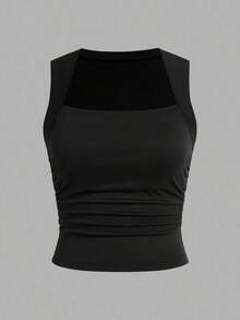 paquete de 3 Tops de tirantes para mujeres con cuello cuadrado acolchado, sin sujetador, ajuste delgado - Multicolor 5 - Ver 7