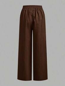 Set de 3 pantalones rectos sueltos de cintura alta con cordón y bolsillos, de unicolor y versátiles, adecuados para primavera/verano - Multicolor 7 - Ver 6