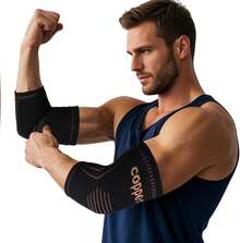 JIQUD Elbow Brace For Tendonitis And Tennis Elbow For Women,Copper Elbow Compression Sleeve For Golfers Elbow Pain Relief | Arm Support Fit For Men Weight Lifting Workouts, Recovery, Arthritis - XXLarge - View 2