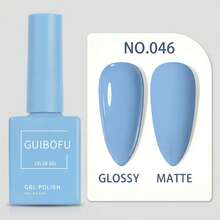 1 pieza Esmalte de uñas en gel No.046 de la marca GUIBOFU - Celeste - Ver 13