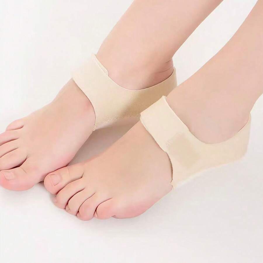 1 Pair Hook And Loop Heel Sleeve Cushion, Comfortable Insole For Long-Time Standing - Beige - View 1