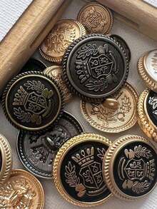 10pcs British Style Metal Buttons, Suitable For Men's Coats, Jackets, Suits, Uniforms, Classic Crown Decoration - Multicolor - View 5