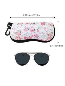 1 pièce Étui à lunettes zippé avec imprimé 3 singes pour femmes, pochette portable en néoprène souple pour lunettes de mode, cadeau idéal pour les voyages, les sports et les activités de plein air - Nouvel étui à lunettes imprimé amélioré - Voir 2