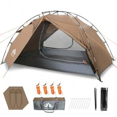 Backpacking Tents 2 Persons Fast Setup Hiking Camp Tent With Foldable Pole Double Layers Two Doors Waterproof Lightweight Compact 7x4.4ft