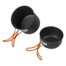 Anodized Aluminum  Camping Pot Set Ligweig And Portable Cookware  Outdoor Cong Entusias - Orange Handle - View 7