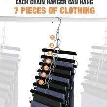 3/6pcs 7-Slot Metal Chain Hanging Hooks, Space-Saving Foldable Organizer Rack, Multi-Hook High-Efficiency Storage, Durable Wardrobe Accessory For Clothes Organization - Multicolor - View 5