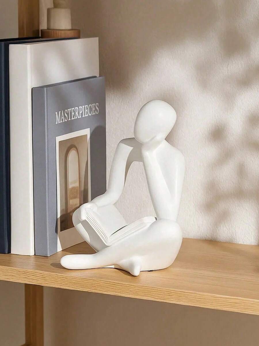 Abstract Reading Sitting Figure Art Decor, Home Study Bookshelf, Office Desk Ornament Decoration - Reading - View 1