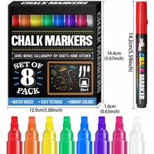 Set de 8 piezas/12 piezas de marcadores de tiza líquida fluorescente neón - Vibrantes, lavables, aptos para pizarras, tableros de menú, ventanas, vidrio, ¡excelentes para la expresión creativa! - Tiza líquida - Ver 14