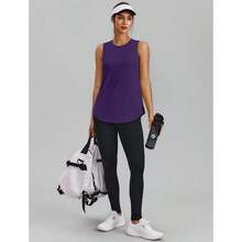 PINSPARK Workout Tops For Women Sleeveless Athletic Tank Tops UPF 50+ Running Tanks With Side Slits Loose Fit Gym Yoga Shirt - 深紫色 - 查看 3