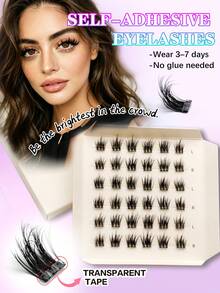 Waloshow Set de 36 pestañas postizas de estilo D-Curl autoadhesivas, hechas con materias primas personalizadas, de 10-12-14mm de alta gama y suaves, que proporcionan una sensación de lujo cómoda, con un diseño único sin duplicados en el mercado, de una sola pestaña, de estilo de dibujos animados, naturales y alargadoras, suaves y sedosas, adecuadas para uso casero DIY y uso diario - D - Ver 1