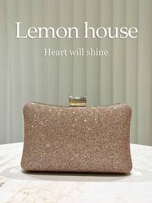 1 buah Tas Clutch Malam Elegan Wanita Berhiaskan Rhinestone dengan Tali Bahu yang Dapat Dilepas, Cocok untuk Acara Formal Seperti Pernikahan, Pesta, Gala, dan Festival - Sampanye - View 5