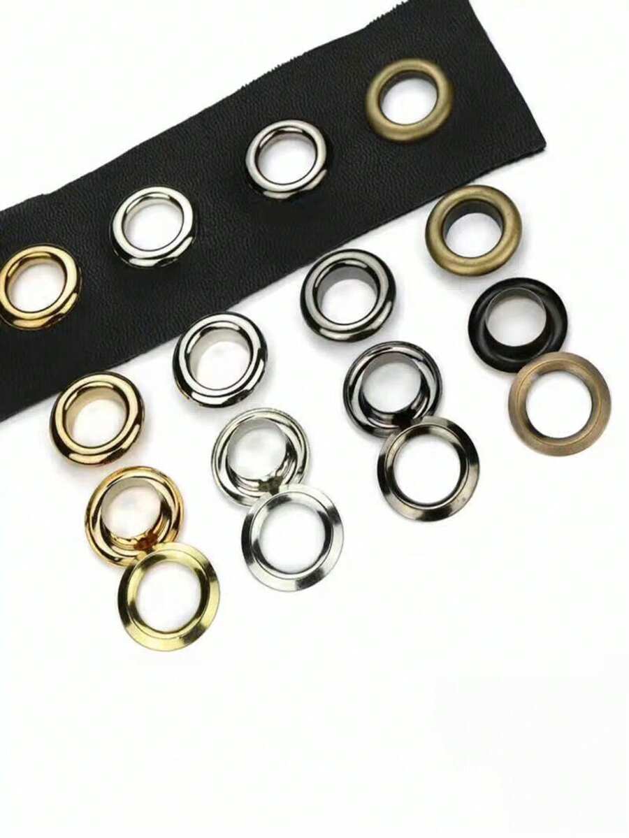 50pcs Metal Ring Eyelet Buttons, 4-6mm Metal Ring Buckles With Washers, Metal Buttons, Durable Rivet Fasteners, Suitable For Bags, Shoes, Tents, Belts And Curtains, Decorative And Functional Button Accessories - Multicolor - View 1
