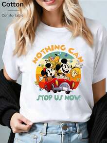 Disney (Loose Version)Comfortable Womens White Cotton Short Sleeve T-Shirt Cute Mickey Mouse Graphic Regular Length Round Neck Top Short-Sleeved Round Neck Casual Shirt Necessary In Summer, Suitable For Summer And Spring, Holiday Gift Party Clothing, Ladies' Clothing.--Disneys Disneyland Paris The Magic Kingdom Disneyesque The House Of Mouse Mickey Mouse Empire Modest Summer Outfits Take That T Shirt Summer Coord Tops For Women Summer Summer Clothes Women Summer Clothes Summer Tops Summer Tops Women Summer Co Ord Summer Top Summer Outfits White Top Black Top Holiday Outfits For Women  Tops For Women Summer Holiday Gifts Valentine's Day Gifts Earth Day Gifts Oktoberfest Gifts Summer Bank Holiday Gifts - trắng - Xem 1