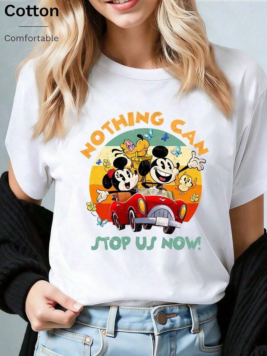 Disney (Loose Version)Comfortable Womens White Cotton Short Sleeve T-Shirt Cute Mickey Mouse Graphic Regular Length Round Neck Top Short-Sleeved Round Neck Casual Shirt Necessary In Summer, Suitable For Summer And Spring, Holiday Gift Party Clothing, Ladies' Clothing.--Disneys Disneyland Paris The Magic Kingdom Disneyesque The House Of Mouse Mickey Mouse Empire Modest Summer Outfits Take That T Shirt Summer Coord Tops For Women Summer Summer Clothes Women Summer Clothes Summer Tops Summer Tops Women Summer Co Ord Summer Top Summer Outfits White Top Black Top Holiday Outfits For Women Tops For Women Summer Holiday Gifts Valentine's Day Gifts Earth Day Gifts Oktoberfest Gifts Summer Bank Holiday Gifts - trắng - Xem 1