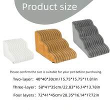 Dog Stairs Suitable For Small Dogs And Cats, Pet Stairs Ramp For Bed And Sofa - Grey - View 2