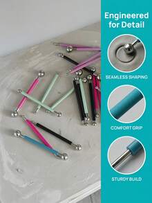 20PCS/4pcs 雙頭球形點畫工具組，(20/4pcs)防鏽不鏽鋼尖頭，防滑舒適握把，適用於DIY手工藝術用品、岩石彩繪、黏土造型壓花藝術曼陀羅 - 彩色 - 查看 4