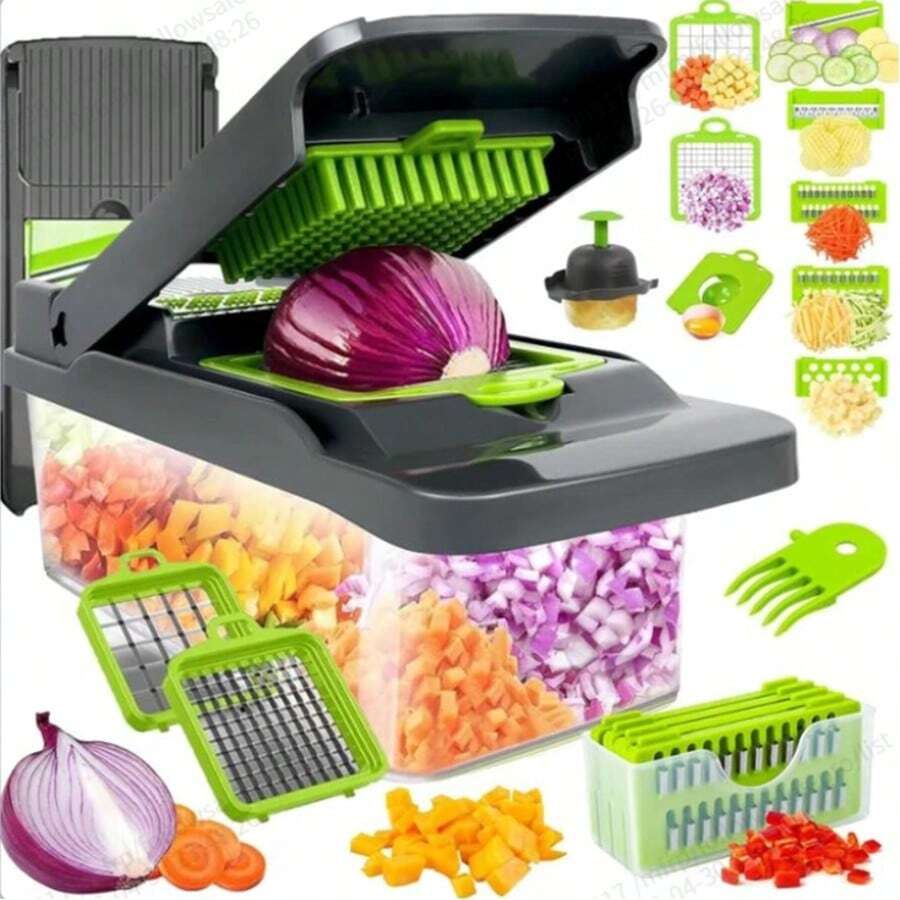 Máy thái rau củ đa năng, máy cắt/xay/thái hạt lựu/cắt hành tây/mài phô mai, dụng cụ nhà bếp - trắng - Xem 1
