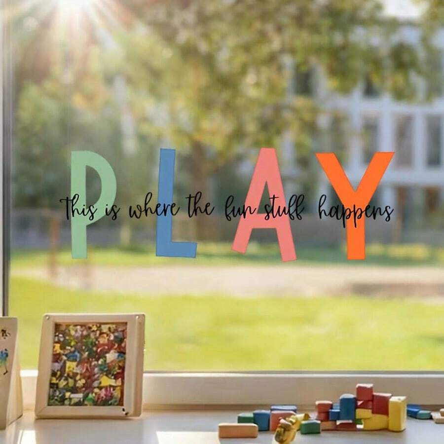 ملصقات حائط بشعارات إنجليزية بسيطة "PLAY" مناسبة لغرف المعيشة والنوم، سهلة التركيب في ثلاث ثوان، قابلة للإزالة دون ترك آثار، تجديد منخفض التكلفة لجدران الشقة