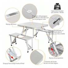 Practiksa Mesa Plegable Portátil para Picnic Exterior con 4 Sillas Resistente y Estable - como en la imagen - Ver 8