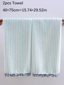 QIBHI 1/2/3 cái tùy chọn, khăn tắm san hô mềm mại thanh lịch nhanh khô nhún ren sọc tươi/khăn, khăn mặt san hô mềm mại phong cách nữ tính nhanh khô, khăn tắm biển, sợi microfiber siêu thấm hút, phù hợp cho phòng tắm, khách sạn, phòng gym, du lịch, quà tặng, salon, bãi biển, trường học, tựu trường, du lịch, phụ kiện du lịch, đồ dùng thiết yếu cho gia đình, khăn, chăm sóc da - Nhiều màu - Xem 5