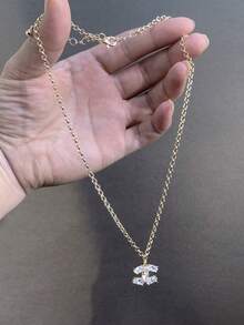 1pc Fashion Cubic Zirconia Pendant Necklace, Suitable For Women's Daily Wear - Gold - View 3