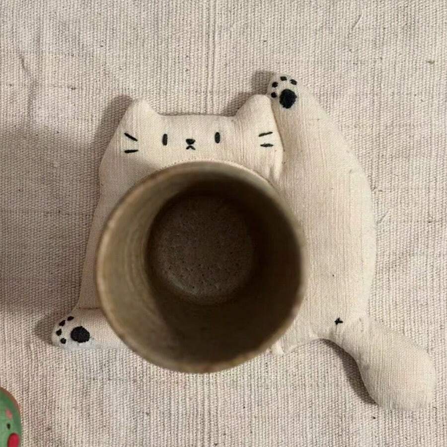 1个手工可爱猫爪布艺杯垫，高颜值ins风隔热垫，摄影道具 - 彩色 - 查看 1