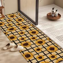 1 pieza Alfombra de lino con estampado de girasol y cuadros, alfombra de baño, felpudo, alfombra rectangular impresa en 3D para sala de estar, dormitorio, pasillo, baño, lavandería - Alfombra de poliéster, apta para decoración interior y exterior del hogar - Multicolor - Ver 6