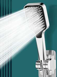 Adjustable Handheld Shower Head, New Electroplated Durable Non-Fading Square Design With Large Coverage High Pressure Shower, 4-Inch Universal Interface, Ergonomic Handle Design For Comfortable Grip, Inner Water Path Heat Insulation Anti-Scald, Silicone Nozzles Self-Cleaning Anti-Clogging - Square Pressurized Large-area Shower Head - View 1