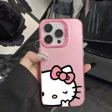 SANRIO  Hello Kitty ピンク 総柄プリント キュートクール ガールズ  17pro Max/17pro/17/11/12/13/14/15/15Pro/15PluS/15Pro Max/16/16Pro/16PluS/16Pro Max/MIN/X/XR 対応 耐衝撃性,傷防止,傷防止,落下防止,バレンタイン,クリスマス - 透紫 - チェックする 6