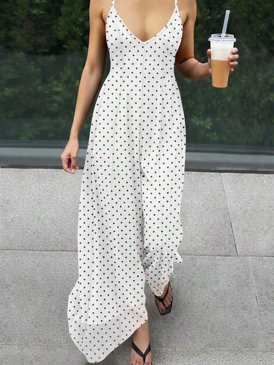 Vestido de tirantes con estampado de leopardo de moda de verano para mujer - Blanco - Ver 1