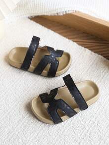 1 đôi dép lê mùa hè mới cho trẻ em, đế mềm, thời trang, đa năng, chống trơn trượt, dép xăng đan đế mềm thường ngày cho trẻ nhỏ/trẻ mới biết đi. - màu đen - Xem 3