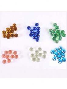 30/60/100pcs 1.6cm Colorful Transparent Glass Beads, Bouncy Marbles - Multicolor - View 4