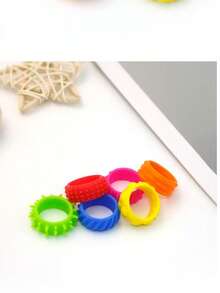 6pcs Silicone Finger Spinner Rings - Sensory Toys With Varied Textures And Color Combinations, Helpful For Maintaining Calmness And Focus, Suitable For Classroom Rewards, Birthday Gifts, And Travel Entertainment - Multicolor - View 6