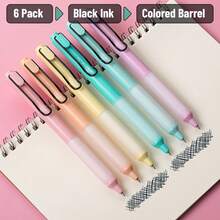 Mr Pen- Retractable Gel Pens, 6 Pack, Black Ink, Pastel Barrels, Fine Point 05 Mm, Fast Dry, Smooth Writing, Cute Gel Ink Pens For Drawing, Journaling, Writing Planner And School Supplies - White - View 2