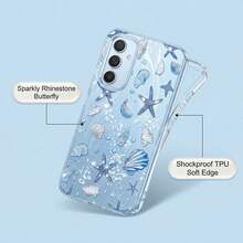 1 chiếc ốp lưng điện thoại IMD Full-Wrap chống sốc hình sao biển màu xanh dương ombre bầu trời xanh, ốp lưng lông vũ ombre sóng bạc sáng bóng kiểu nghệ thuật laser, [Phiên bản quốc tế, không phải phiên bản nội địa], Tương thích với Samsung/GALAXY/A/S/PLUS/ULTRA, /RENO//PRO, /Y, Honor/LITE/X, //NOTE, Transsion/SMART/HOT/POP/SPARK - Nhiều màu - Xem 4