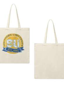 Blue & Yellow Southern University Seal Canvas Tote Bag, Classic College Style ,Canvas Tote Bag With Handles,Durable Canvas Tote Bag,Canvas Tote Bag For Shopping/Grocery - Màu be - Xem 2