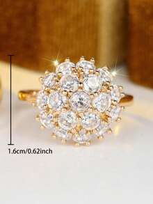 1pc Luxury Cubic Zirconia Flower Ring, Women's Round Wedding Ring, Promise Ring, Elegant Engagement Ring For Women - Style 2 - View 5