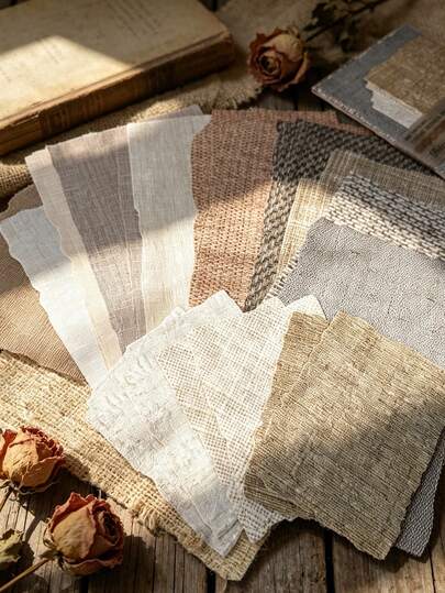 1 Pack Of 28 Sheets Vintage Natural Texture Mixed Material Embossed Craft DIY Decorative Background Paper