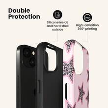 VESPOP Estuche de teléfono duro 2 en 1 brillante con patrón de estampado de leopardo rosa de moda, compatible con , 11/12/13/14/15/16/17 Pro Max, regalo de estuche de teléfono para parejas - Rosa - Ver 6