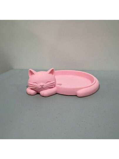 Cat-Shaped Pink Desktop Storage Tray, Jewelry Organizer For Earrings, Rings, Necklaces, Bracelets, Keys, Perfume, Lipstick, Notes, Suitable For Entryway, Bedroom, Vanity, Bathroom, Office Desk, Decorative & Practical Gift For Birthday, Valentine's Day, Mother's Day, Christmas, Housewarming