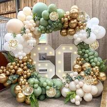 Kit d'arche de guirlande de ballons sauge, ballons métalliques vert sauge, dorés, blancs mats, en feuille d'aluminium et à paillettes pour douche, douche nuptiale, enterrement de vie de garçon, mariage, fête d'anniversaire, décorations - 18 YEARS - Voir 1
