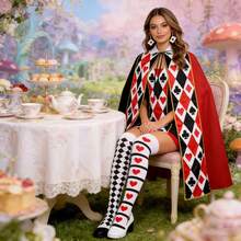 Red Heart Cloak Set, Including Spade K Playing Card Cloak, Socks, Earrings, Suitable For Halloween, Stage Performance, Gala, Retro Party And Other Occasions - Multicolor - View 9