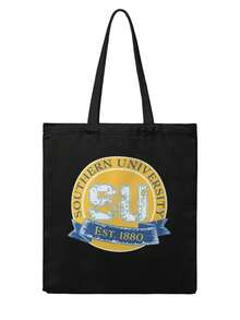 Blue & Yellow Southern University Seal Canvas Tote Bag, Classic College Style ,Canvas Tote Bag With Handles,Durable Canvas Tote Bag,Canvas Tote Bag For Shopping/Grocery - màu đen - Xem 1