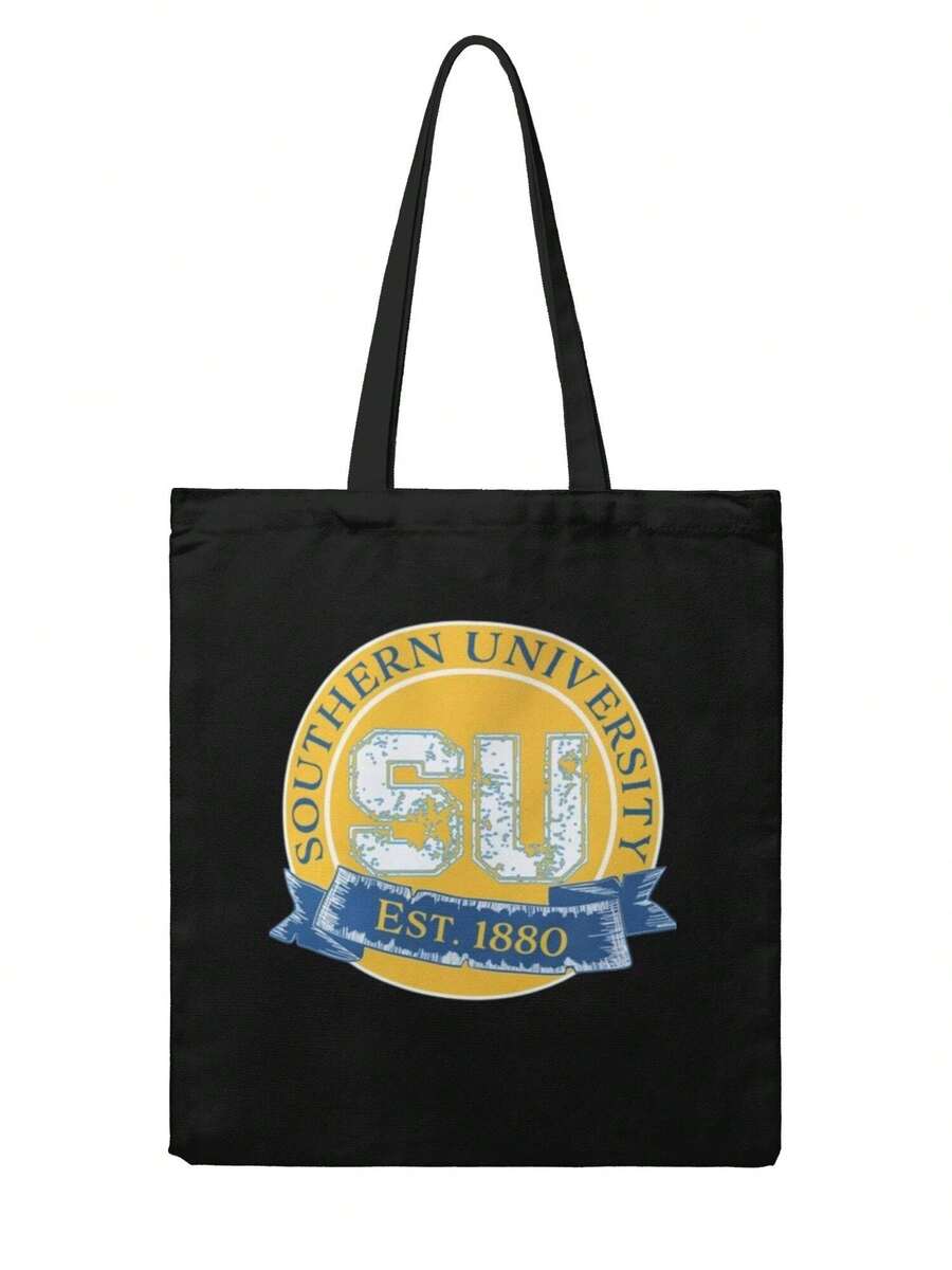 Blue & Yellow Southern University Seal Canvas Tote Bag, Classic College Style ,Canvas Tote Bag With Handles,Durable Canvas Tote Bag,Canvas Tote Bag For Shopping/Grocery - màu đen - Xem 1