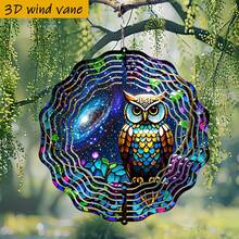 1 pieza Decoración giratoria "Búho sentado en la vid" en 3D, 10in*10in con gancho giratorio de 360°, adecuado para el hogar y el jardín en todas las estaciones (no incluye colgante), estilo aleatorio - A - Ver 3