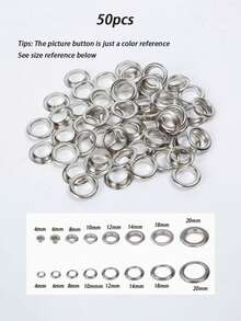 50pcs Metal Ring Eyelet Buttons, 4-6mm Metal Ring Buckles With Washers, Metal Buttons, Durable Rivet Fasteners, Suitable For Bags, Shoes, Tents, Belts And Curtains, Decorative And Functional Button Accessories - Multicolor - View 12